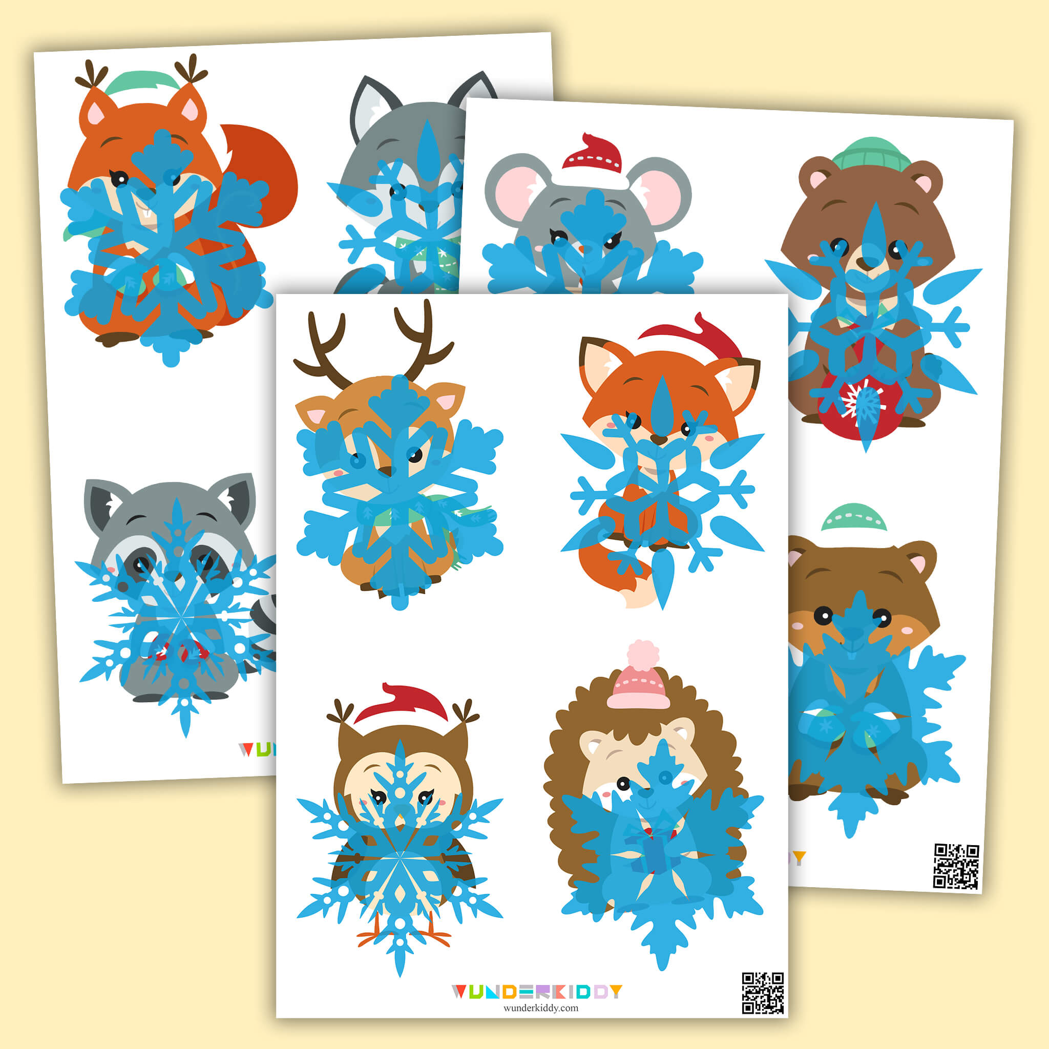 Activity sheet «Animals and Snowflakes»