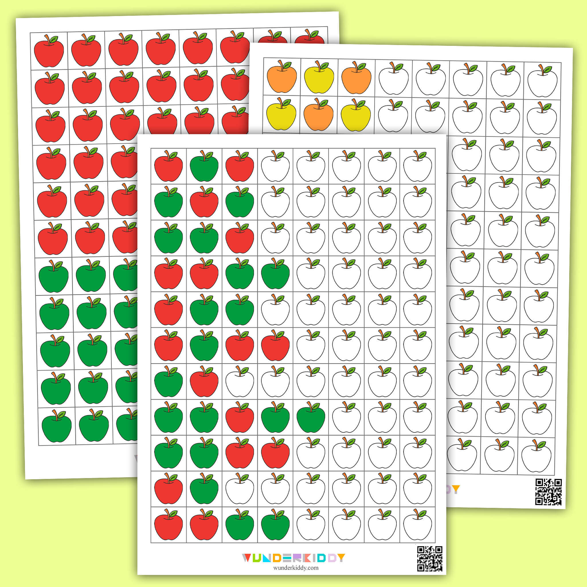 Apple Pattern Worksheets for Kids