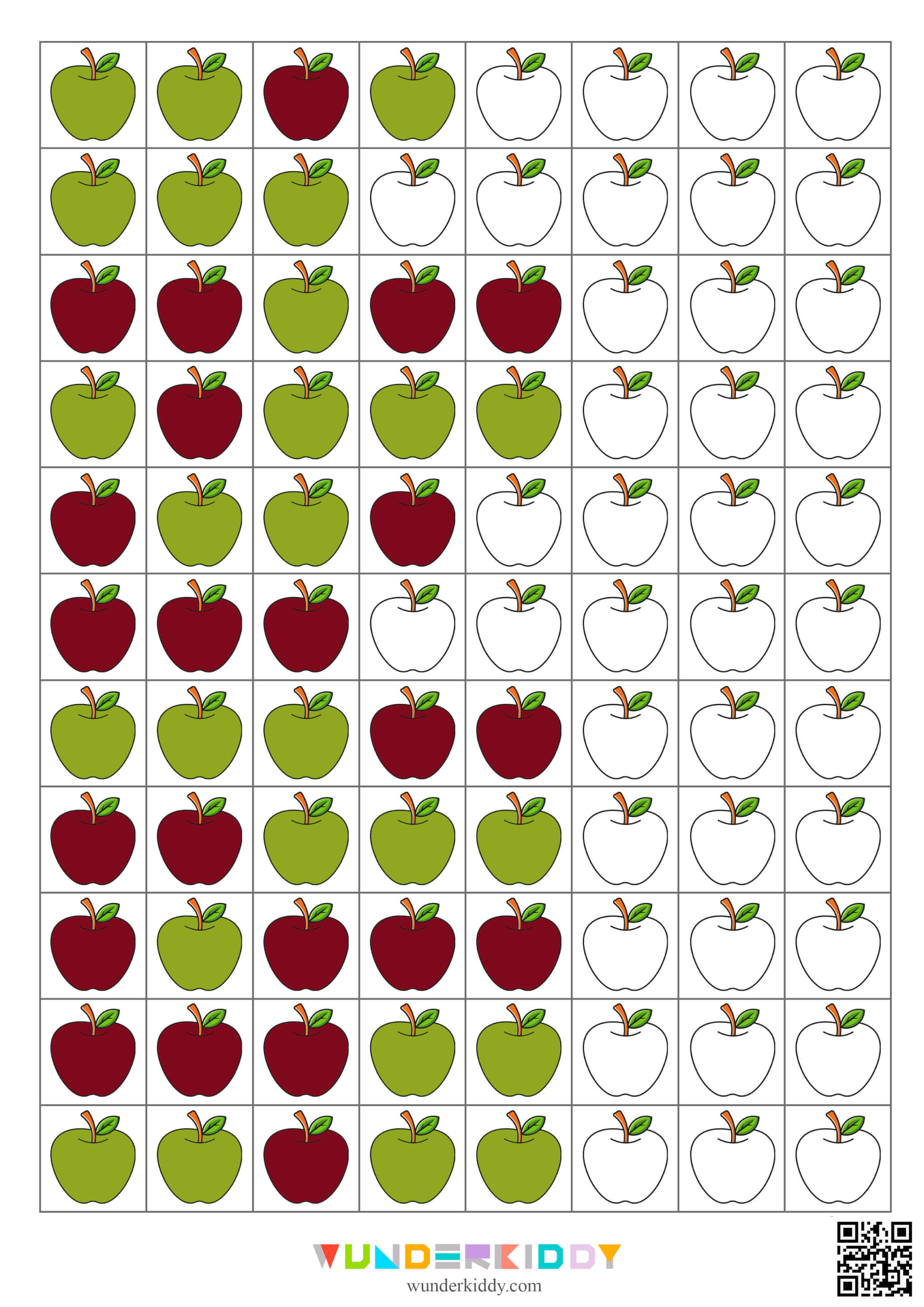 Apple Pattern Worksheets for Kids - Image 9