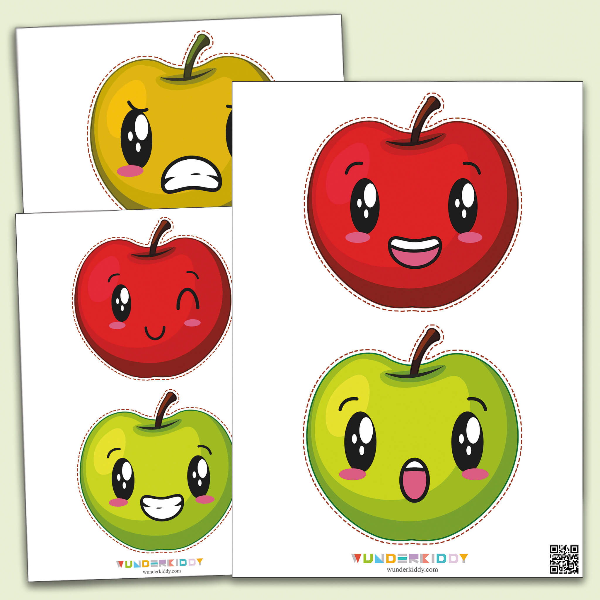 Scissor Cutting Colorful Templates Apples