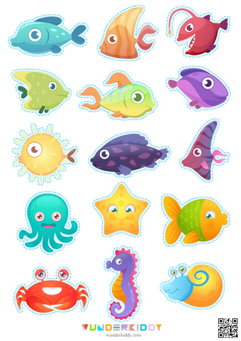 Counting and Cutting Practice Printables Aquarium - Image 3