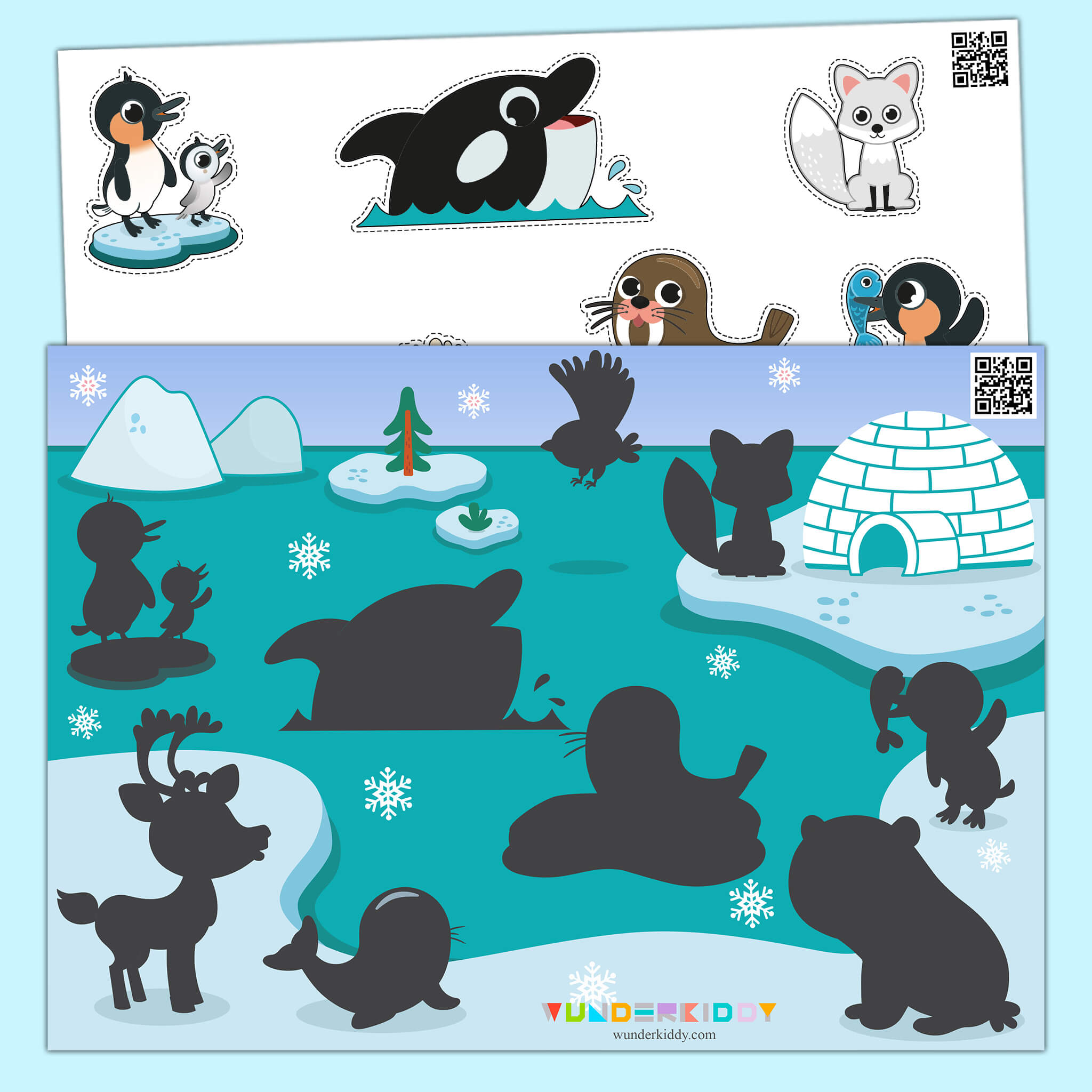 Arctic Animals Shadow Matching Worksheet