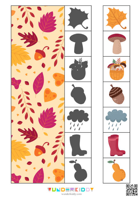 Autumn Shadow Matching Worksheets - Image 2