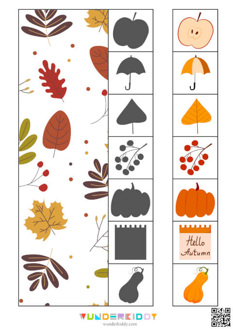 Autumn Shadow Matching Worksheets - Image 3