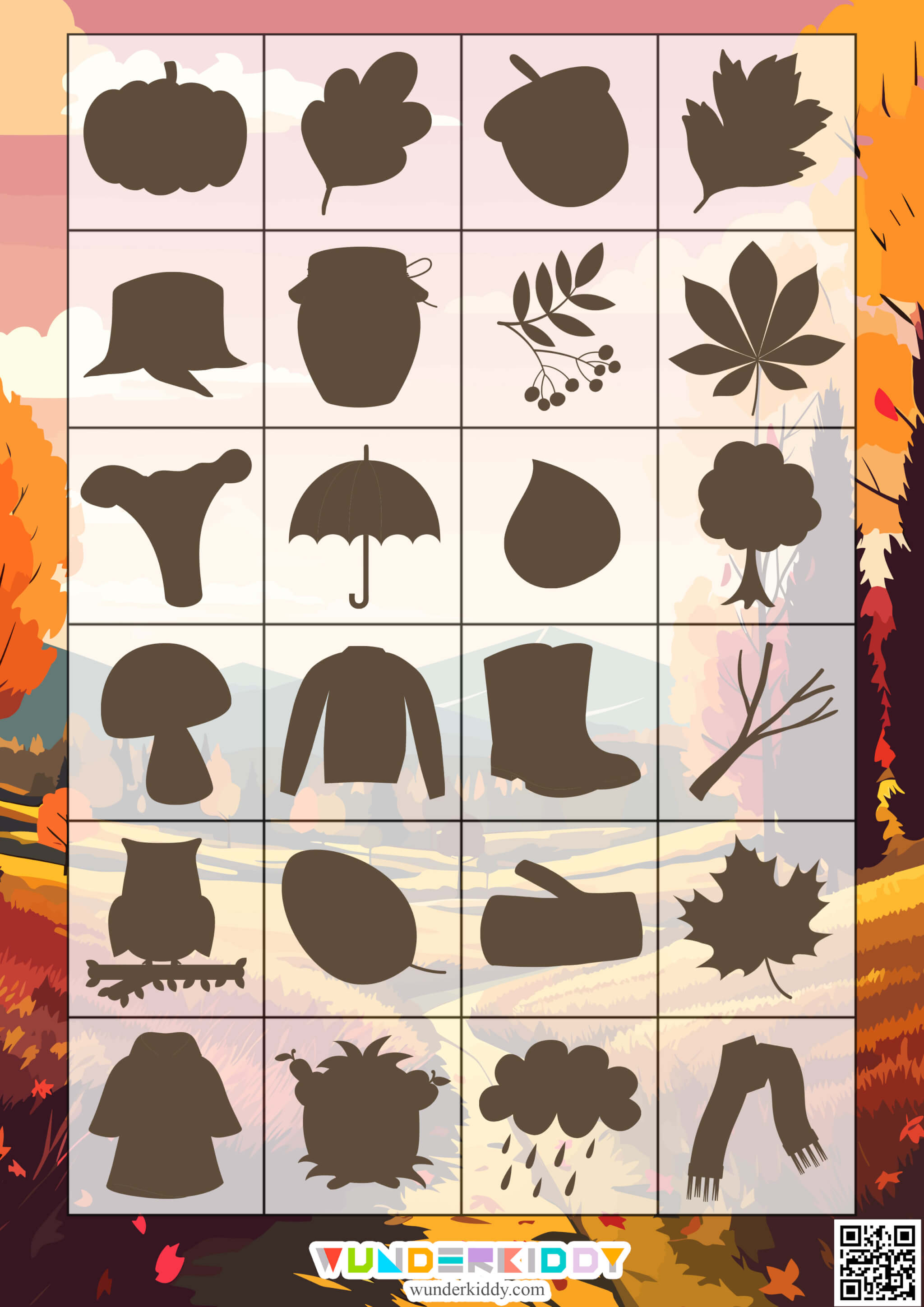 Autumn Season Shadow Matching Cards - Image 2