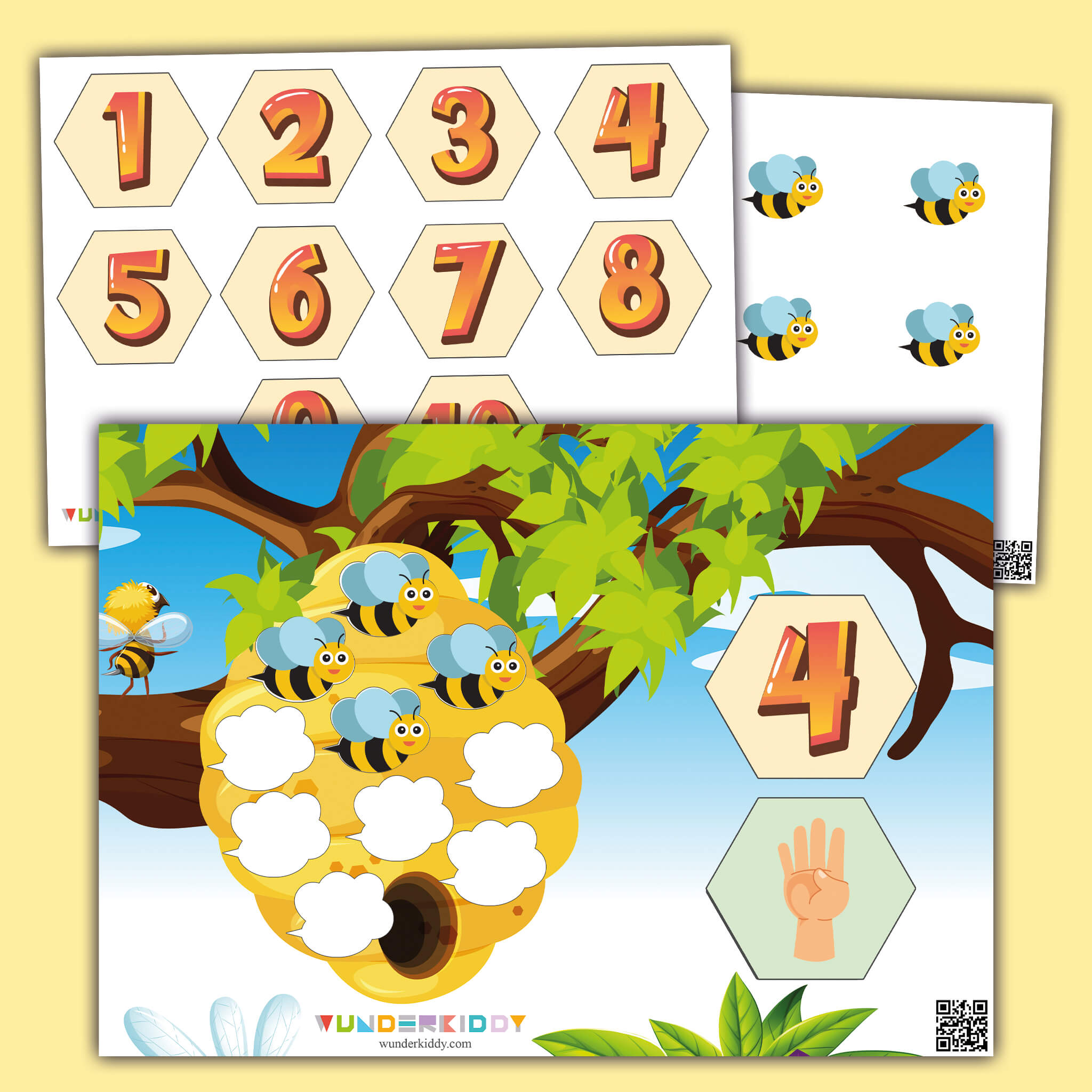 Gedrucktes Zählspiel «Bienenstock»