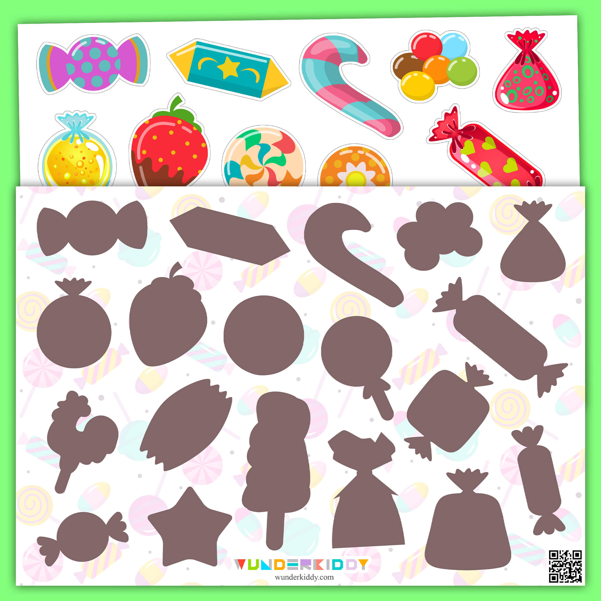 Candy Shadow Match File Folder Game