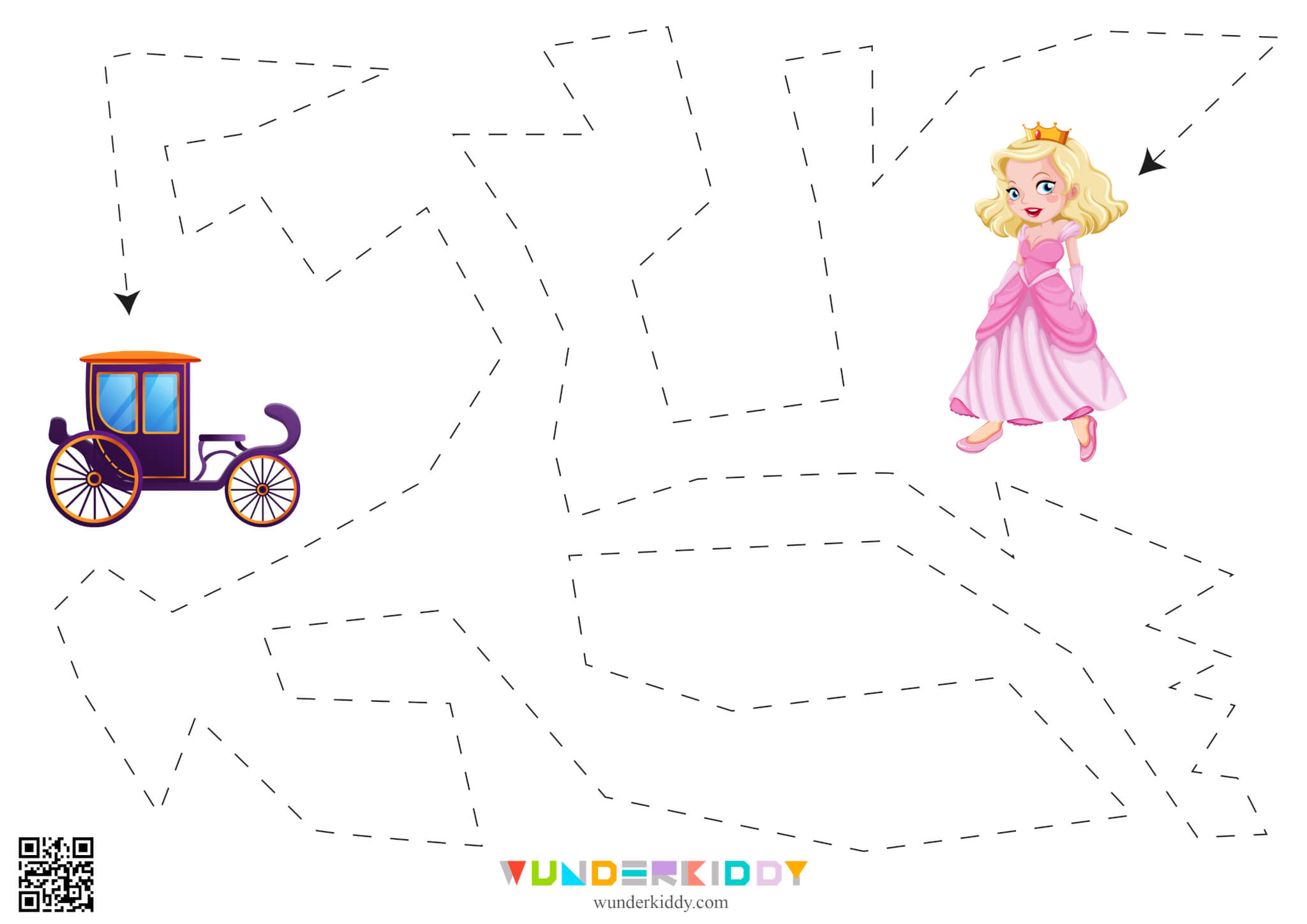 Printable Tracing Worksheets Carriage for the Princess - Image 3