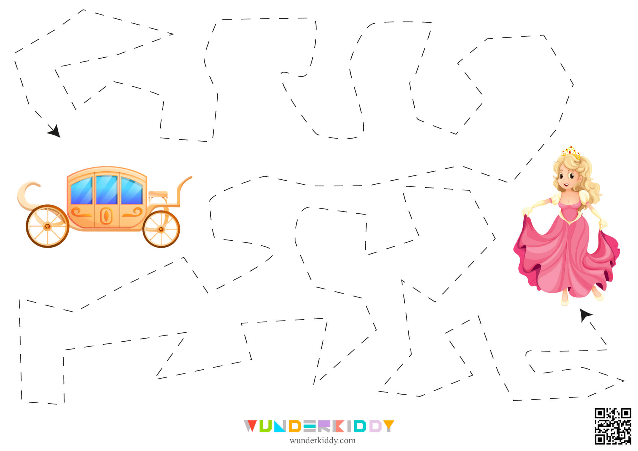 Printable Tracing Worksheets Carriage for the Princess - Image 6