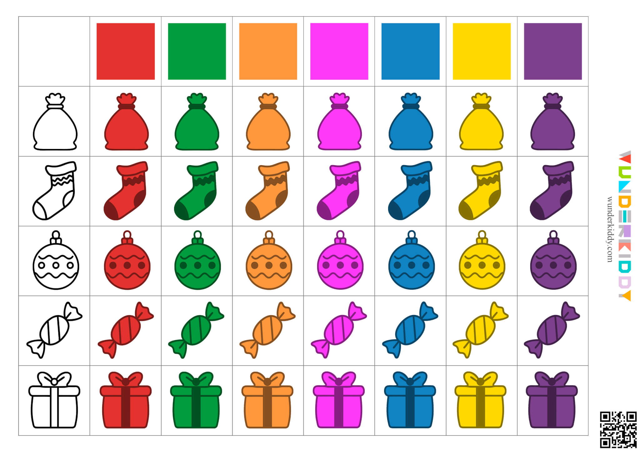 Christmas Match by Color Activity - Image 3