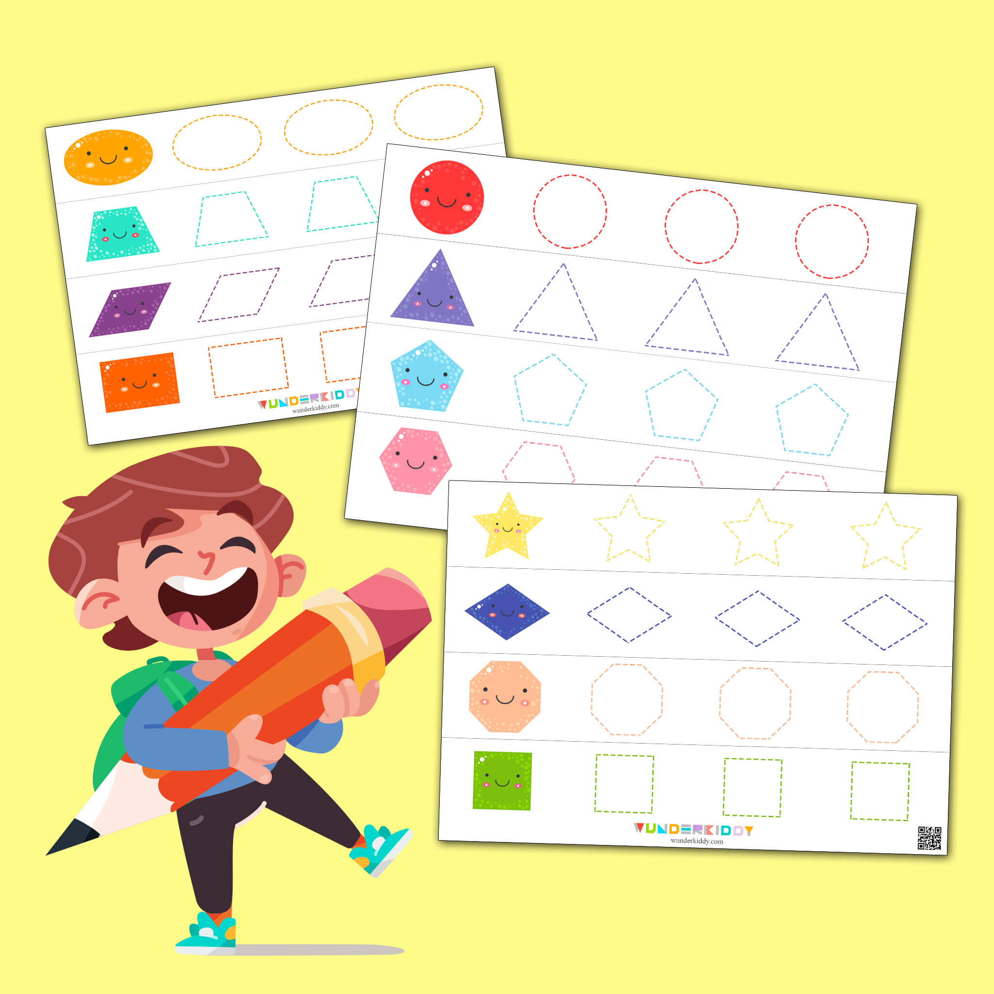 Shapes Tracing and Coloring Worksheet