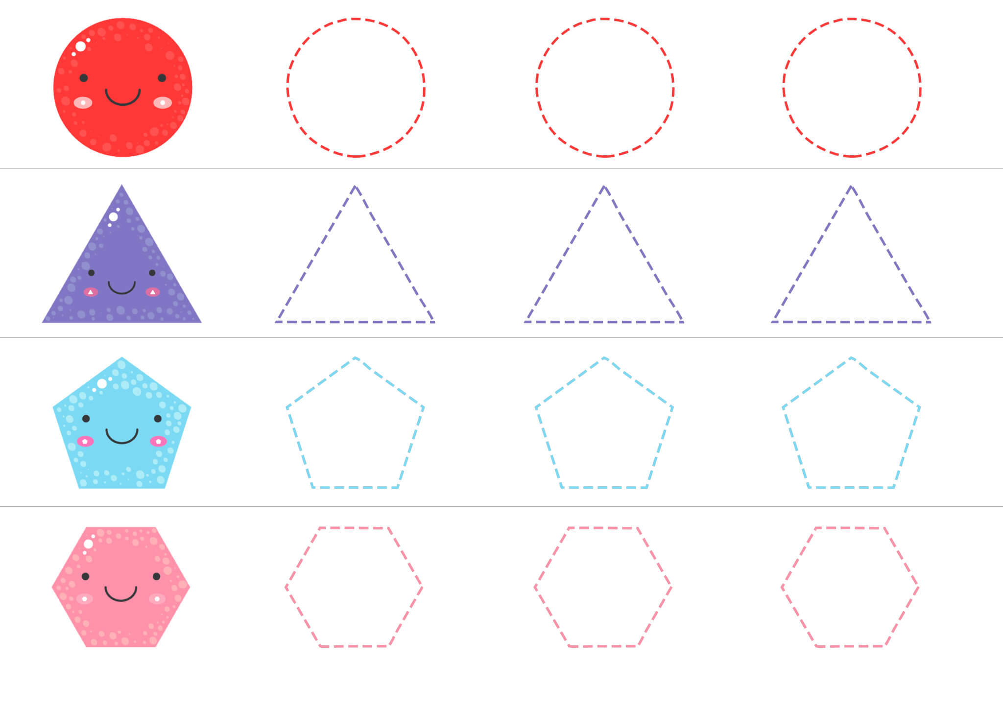 Shapes Tracing and Coloring Worksheet - Image 2