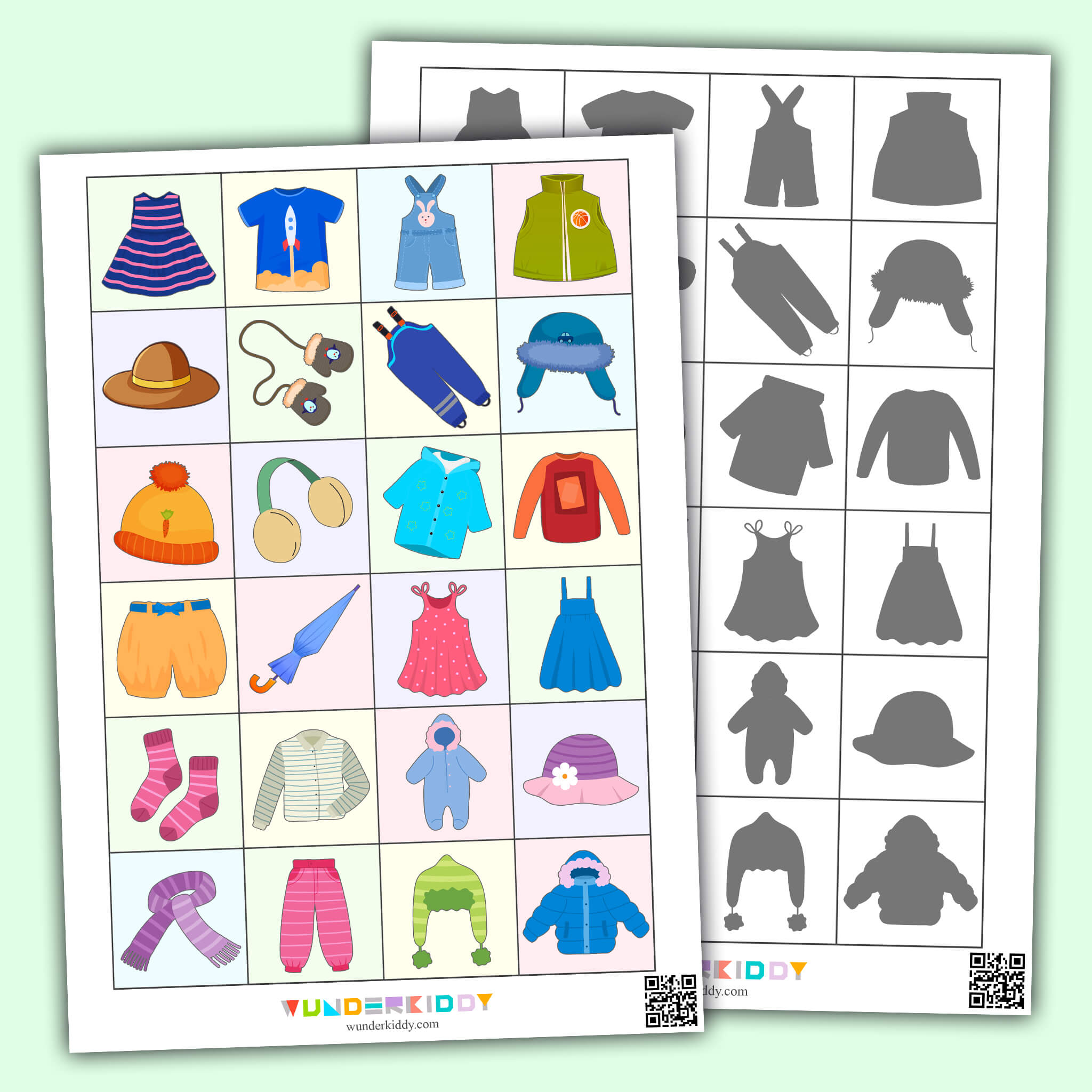 Clothes Shadow Matching Worksheet