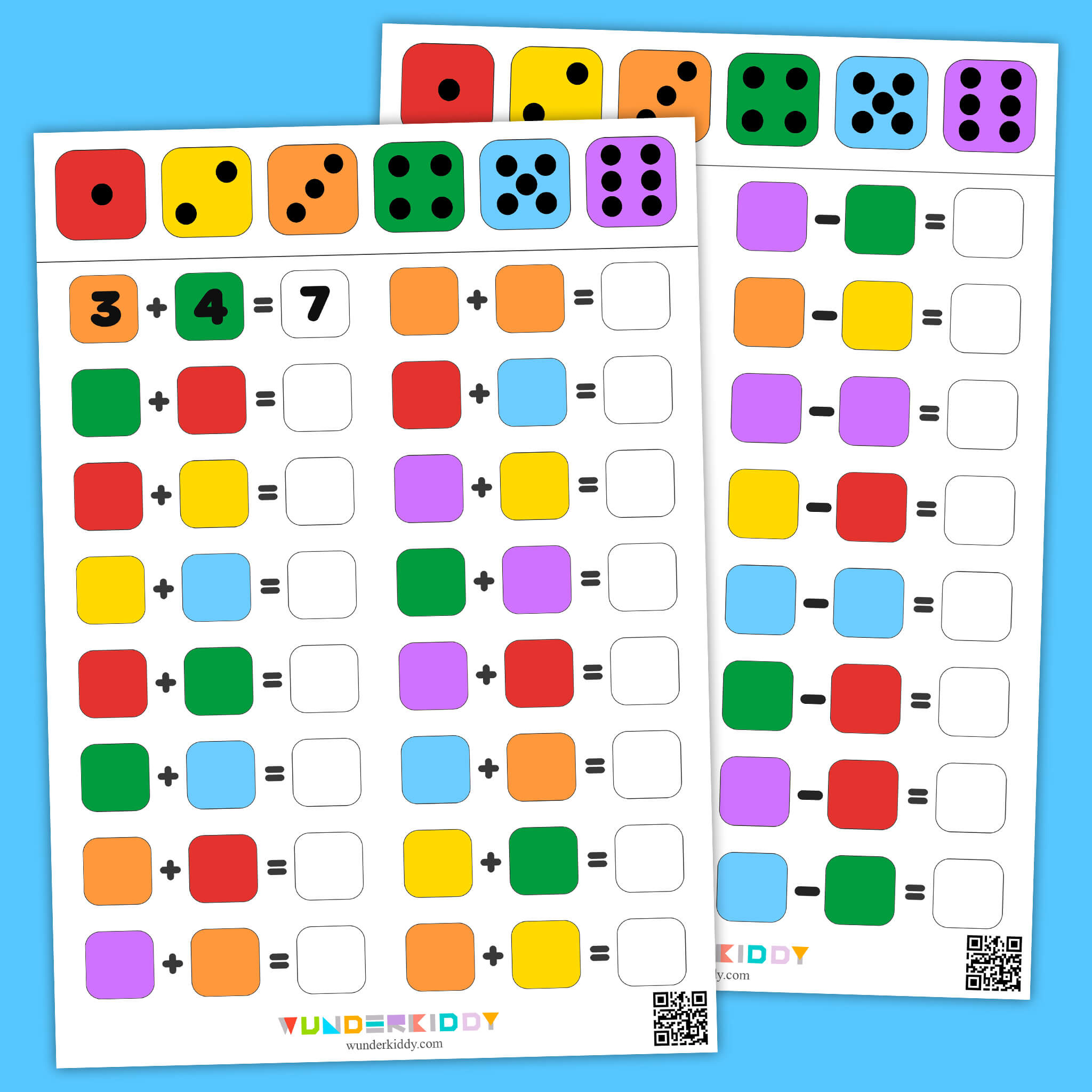 Color Dice Math Worksheets