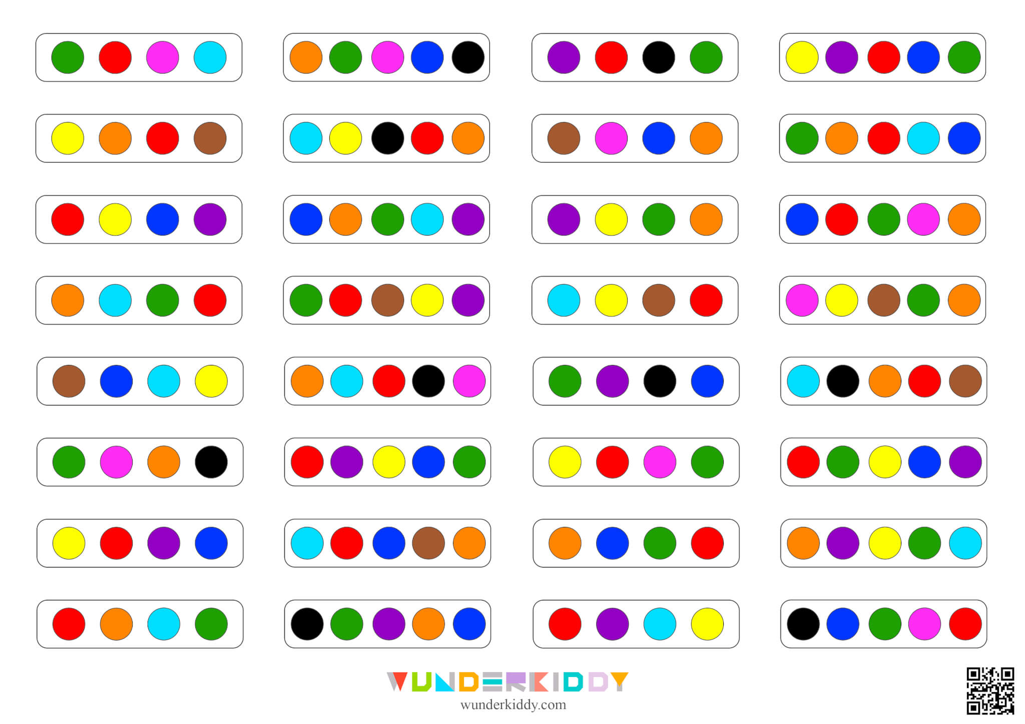 Simple Copy the Pattern Worksheet Multicolored circles - Image 2