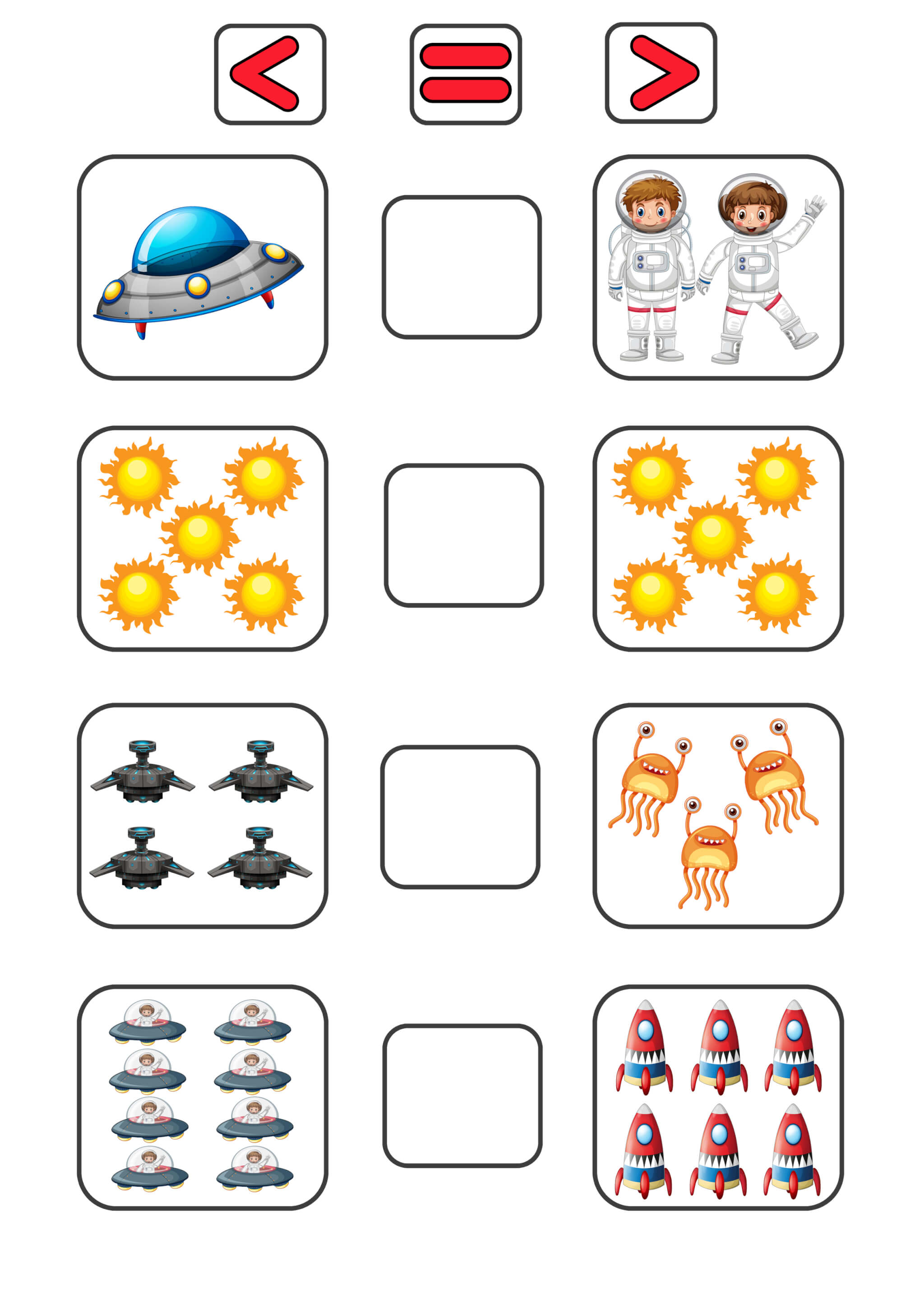 Worksheet Compare the Numbers of Space - Image 2