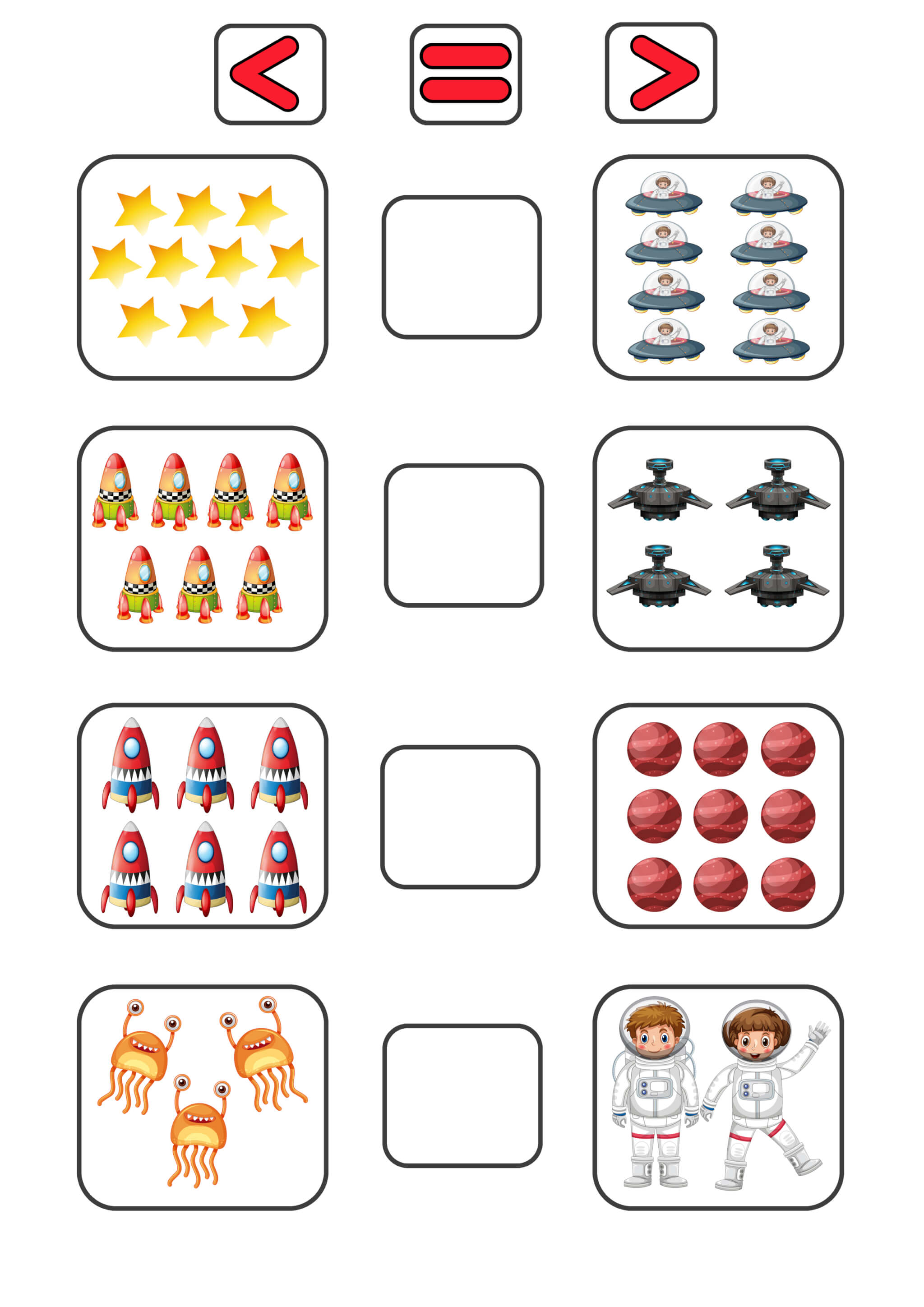 Worksheet Compare the Numbers of Space - Image 3