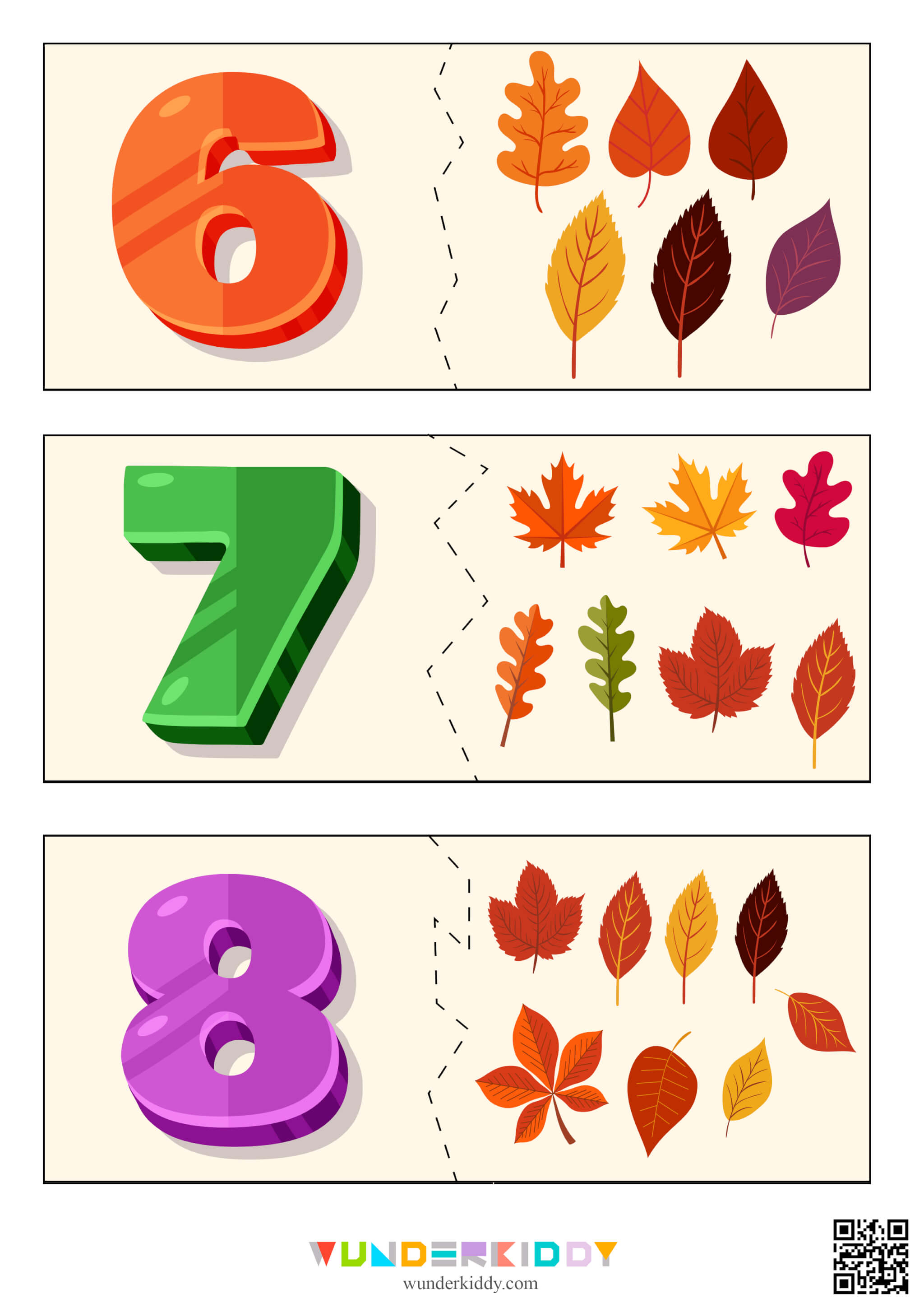 Math Flashcards for Matching Game Count the Leaves - Image 4