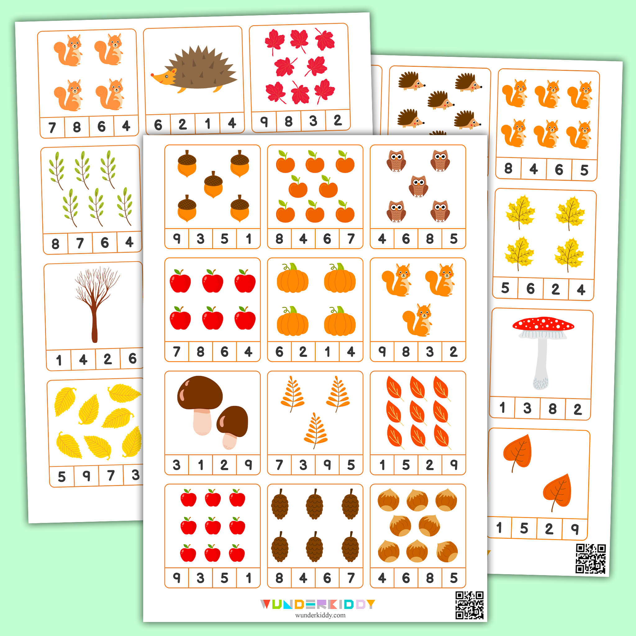 Fall Count And Clip Cards