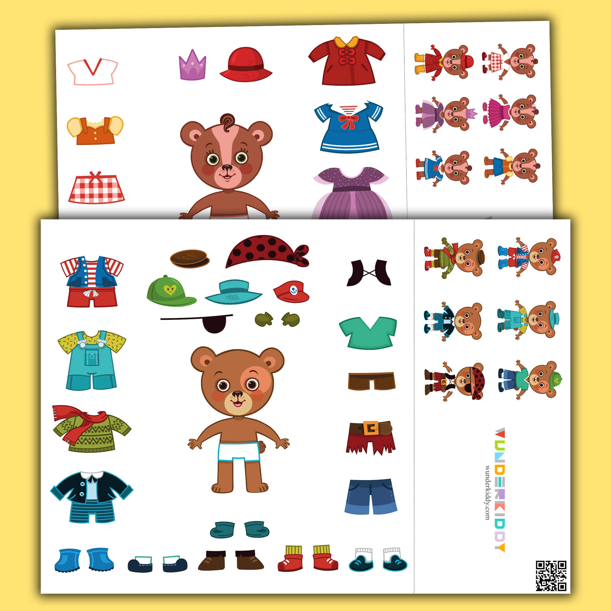 Paper Doll Bear Family