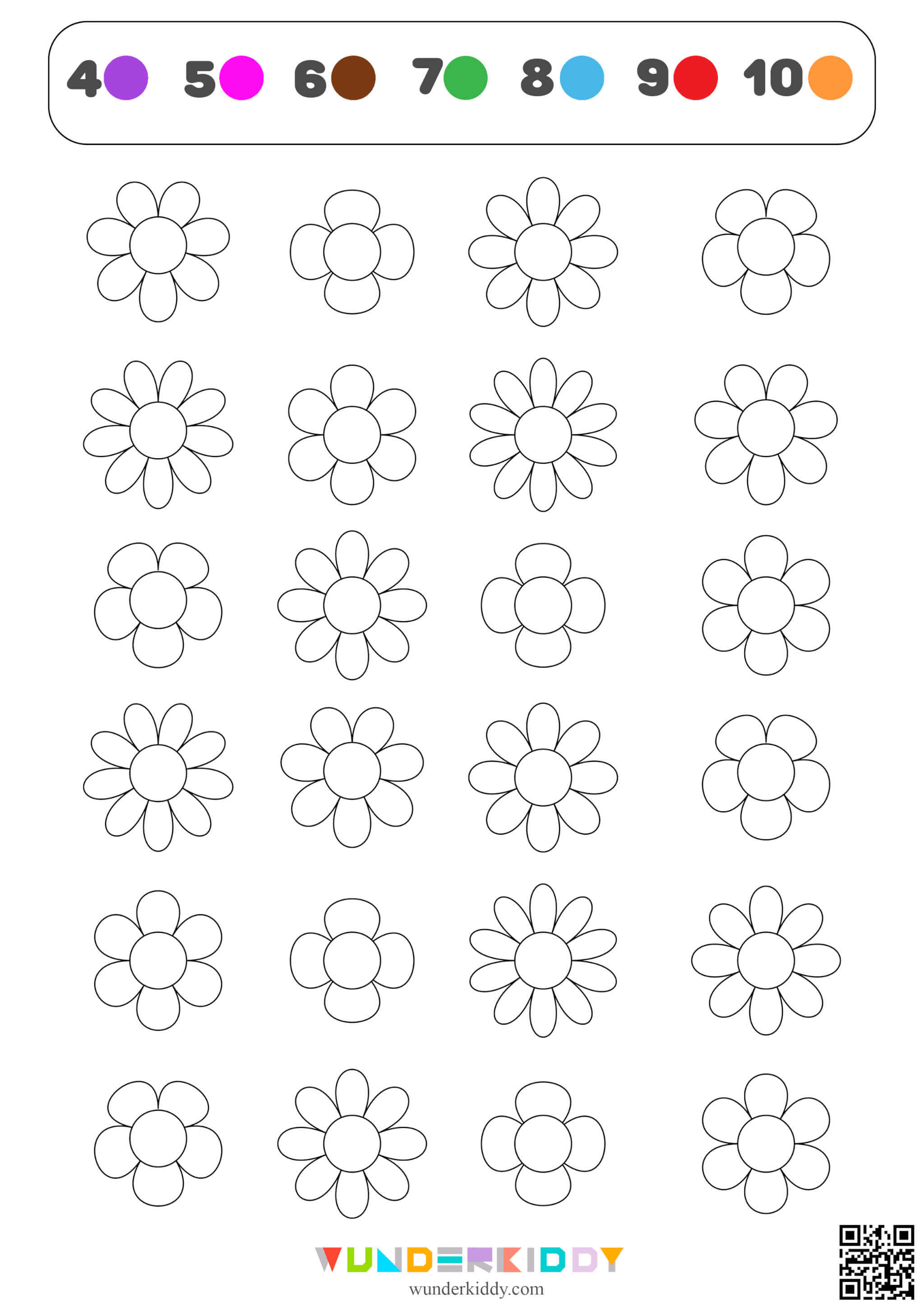 Flowers Math Coloring Sheet - Image 3