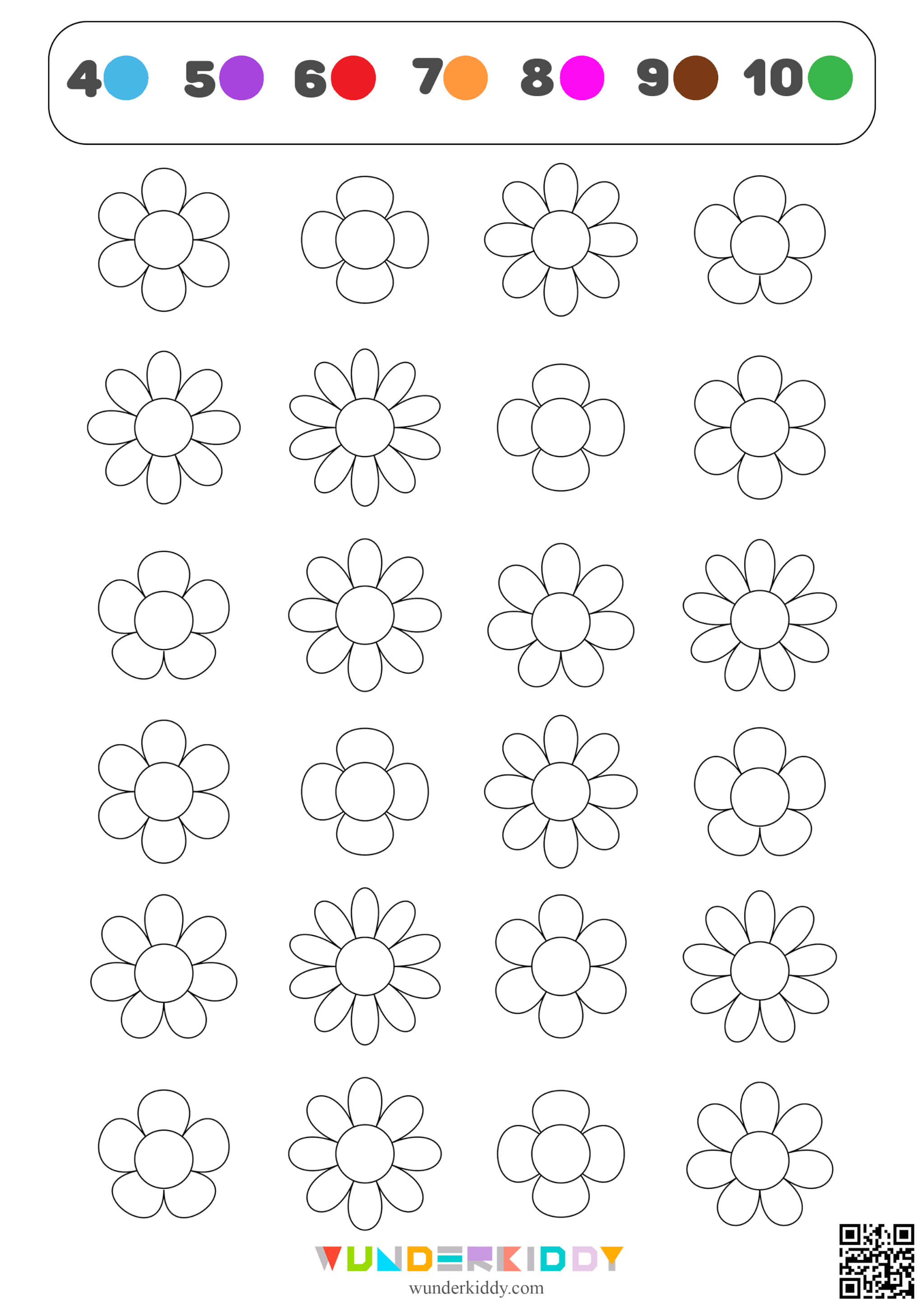 Flowers Math Coloring Sheet - Image 5