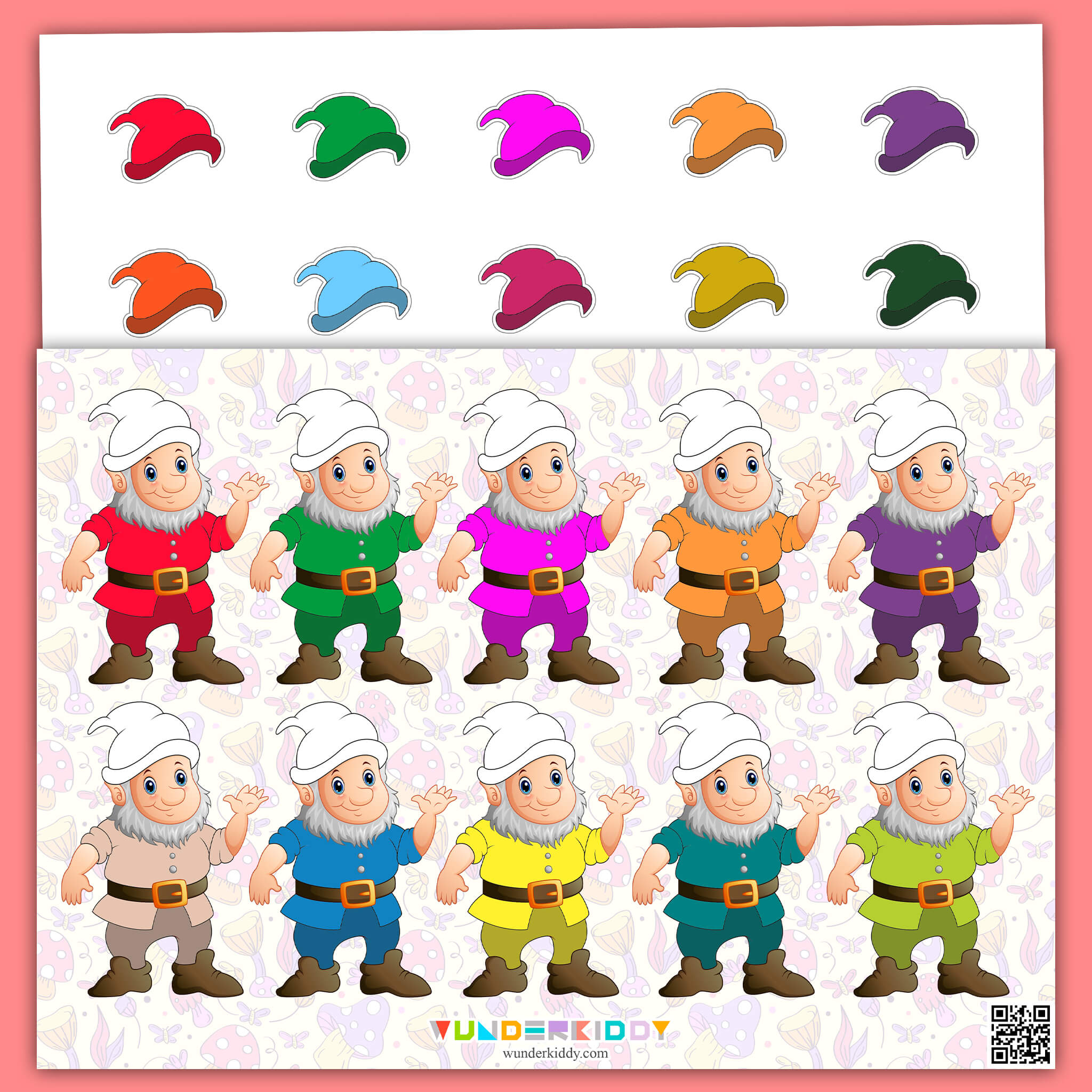 Gnome Hat Color Matching Activity