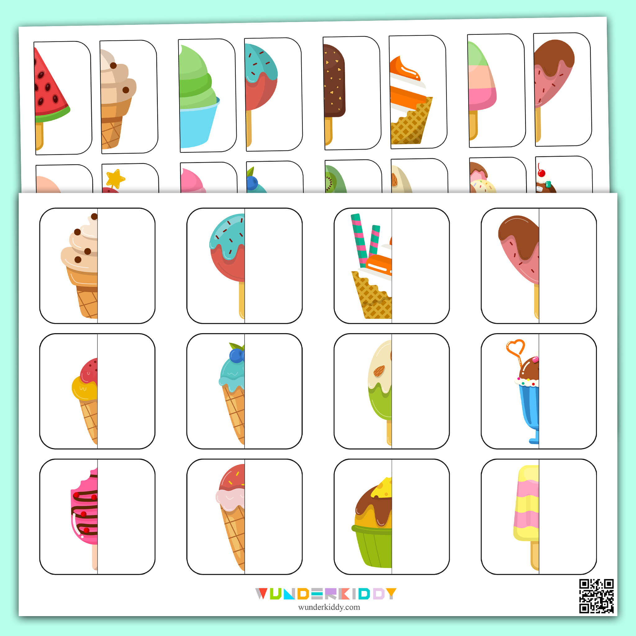 Ice Cream Symmetry Cards