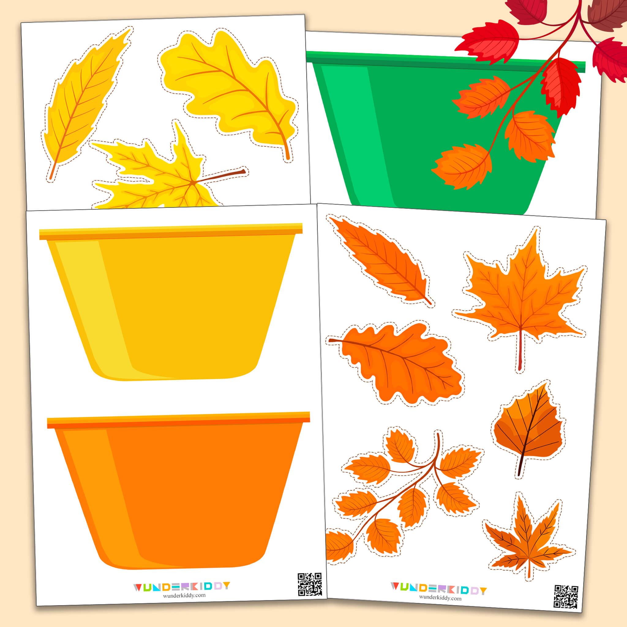 Color Sorting Worksheet Fallen Leaves