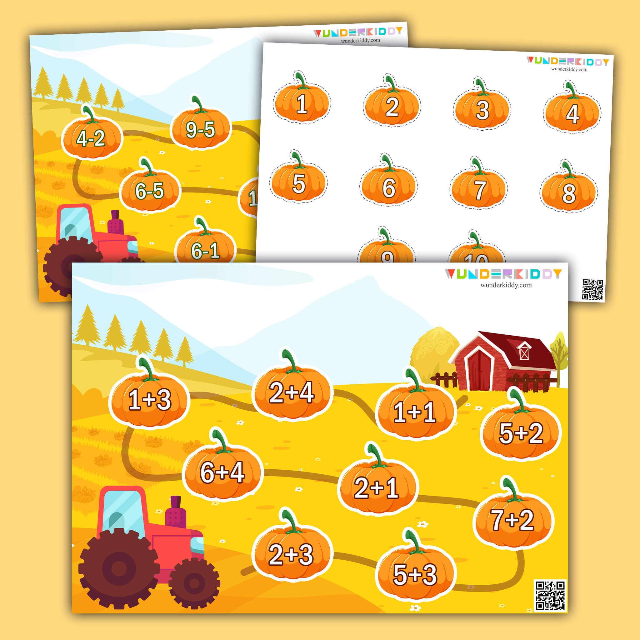 Pumpkin Addition to 10 Worksheet