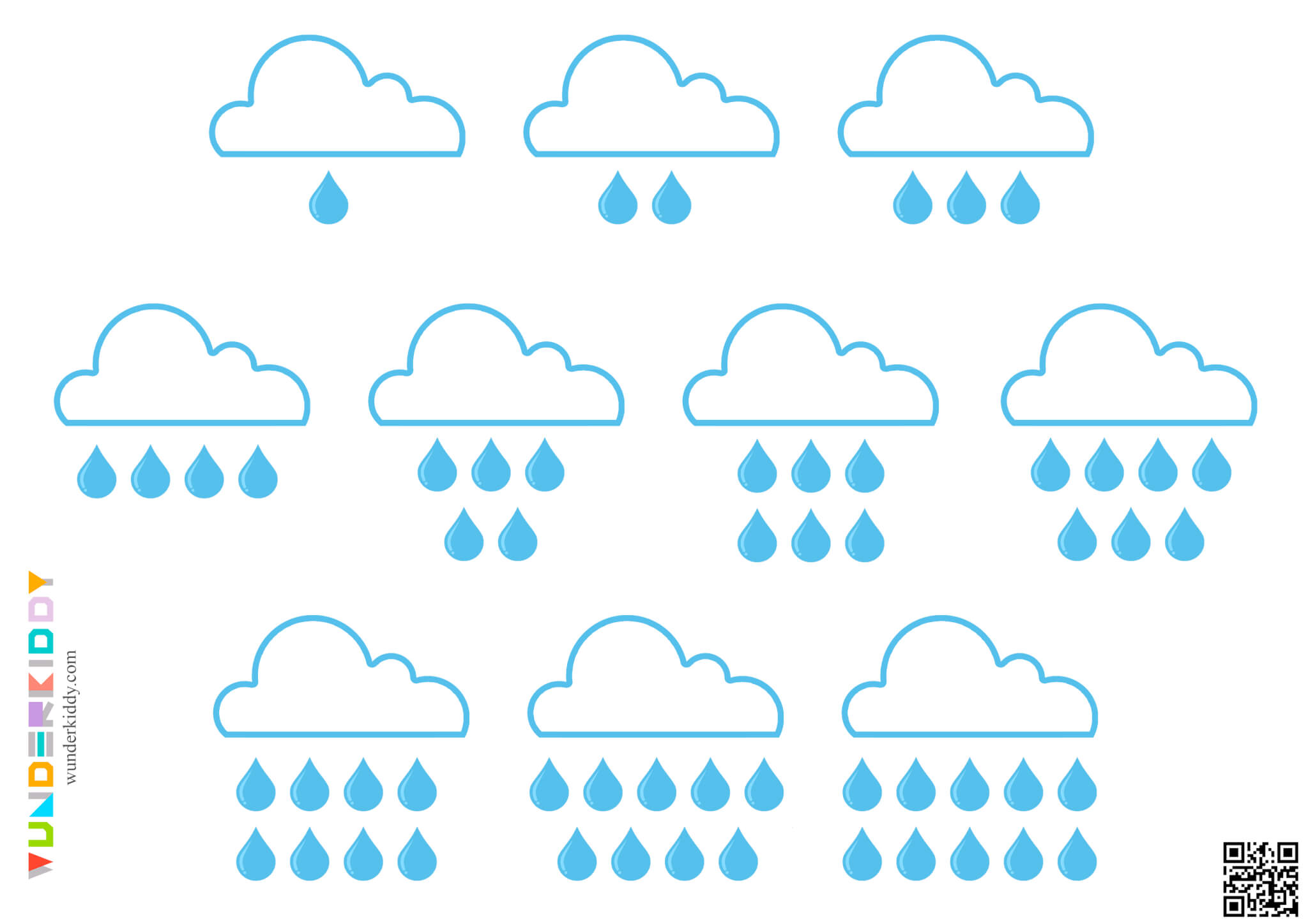 Raindrops Count and Match Worksheet - Image 2