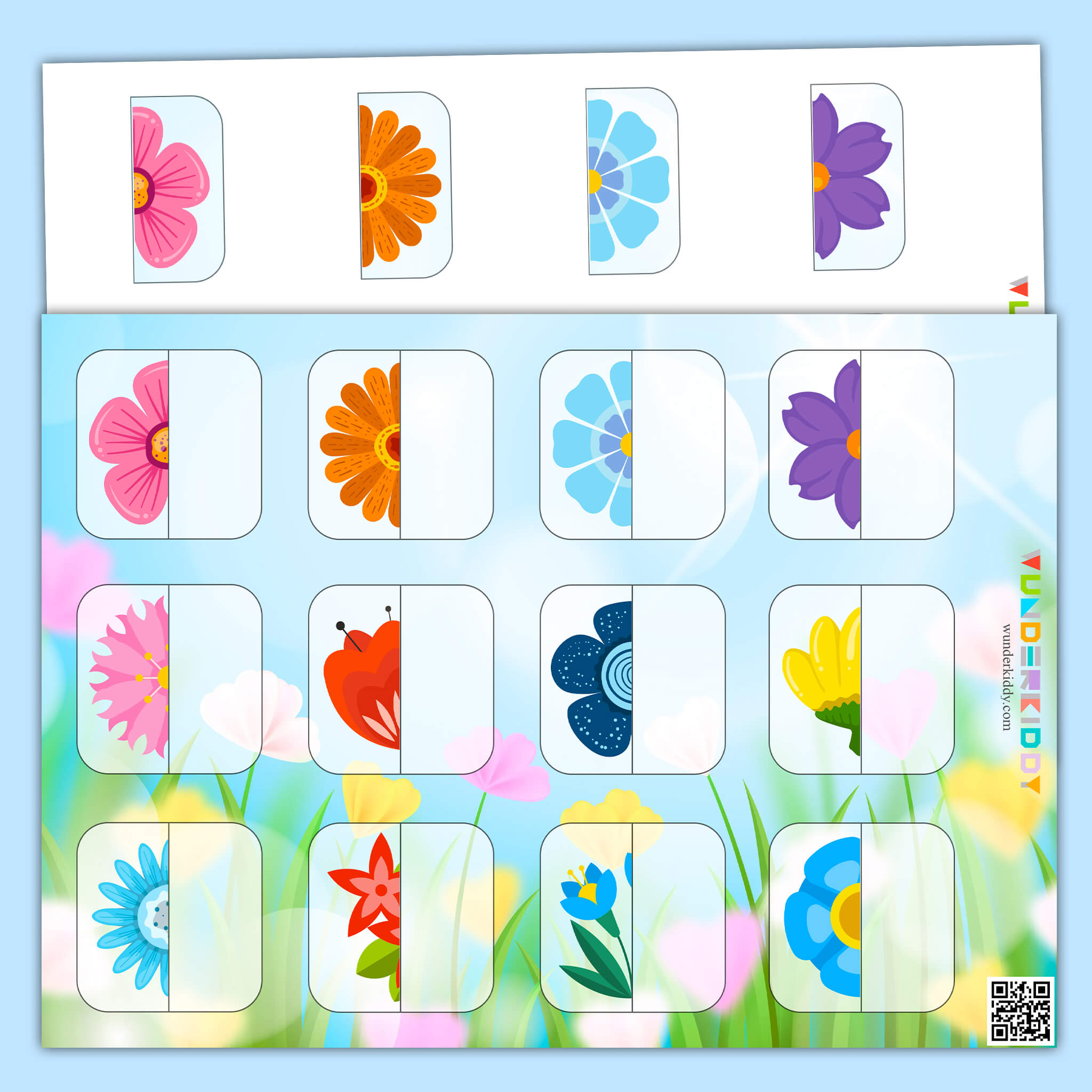 Spring Flowers Matching Game