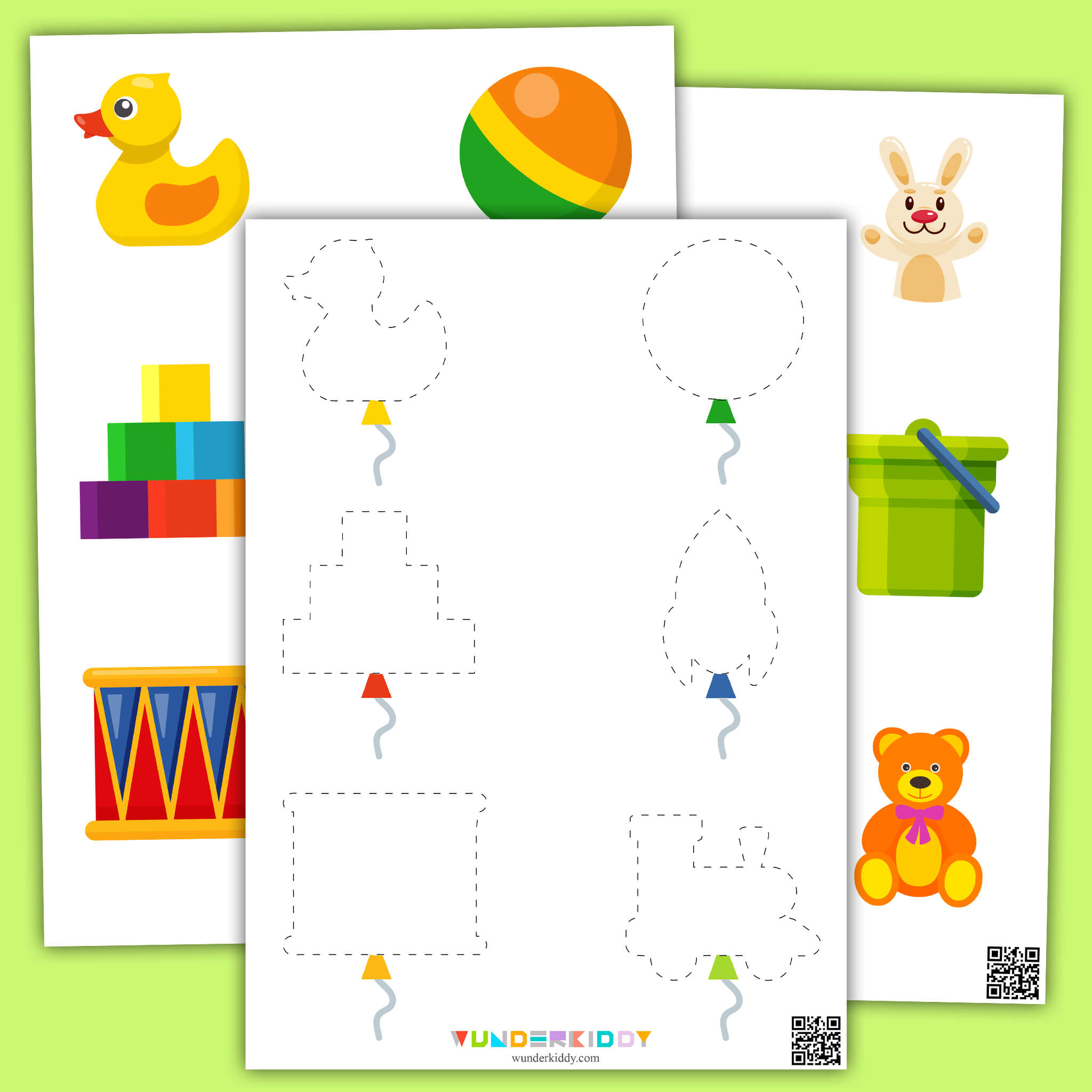 Toys Tracing Worksheet