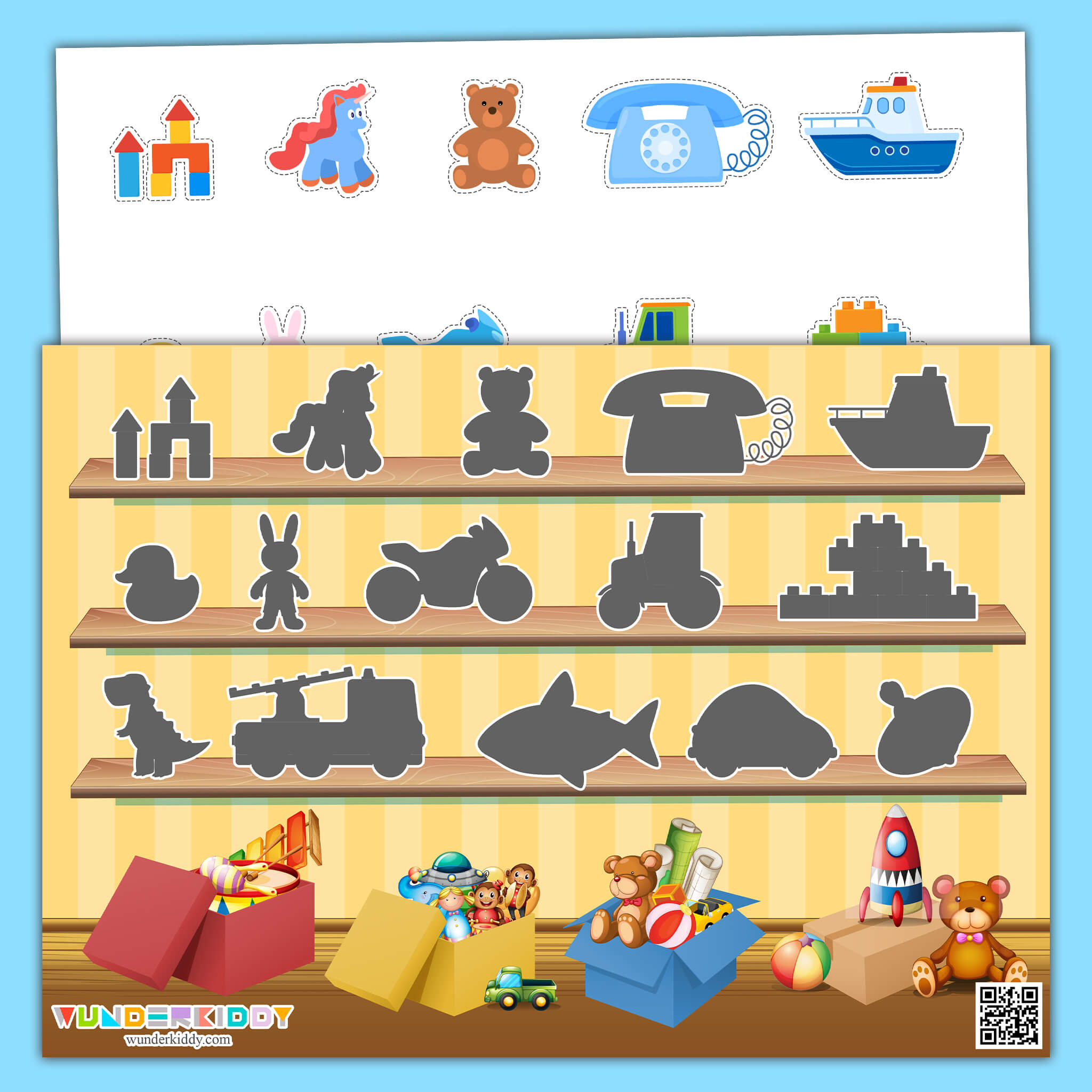 Toys Shadow Matching Worksheet