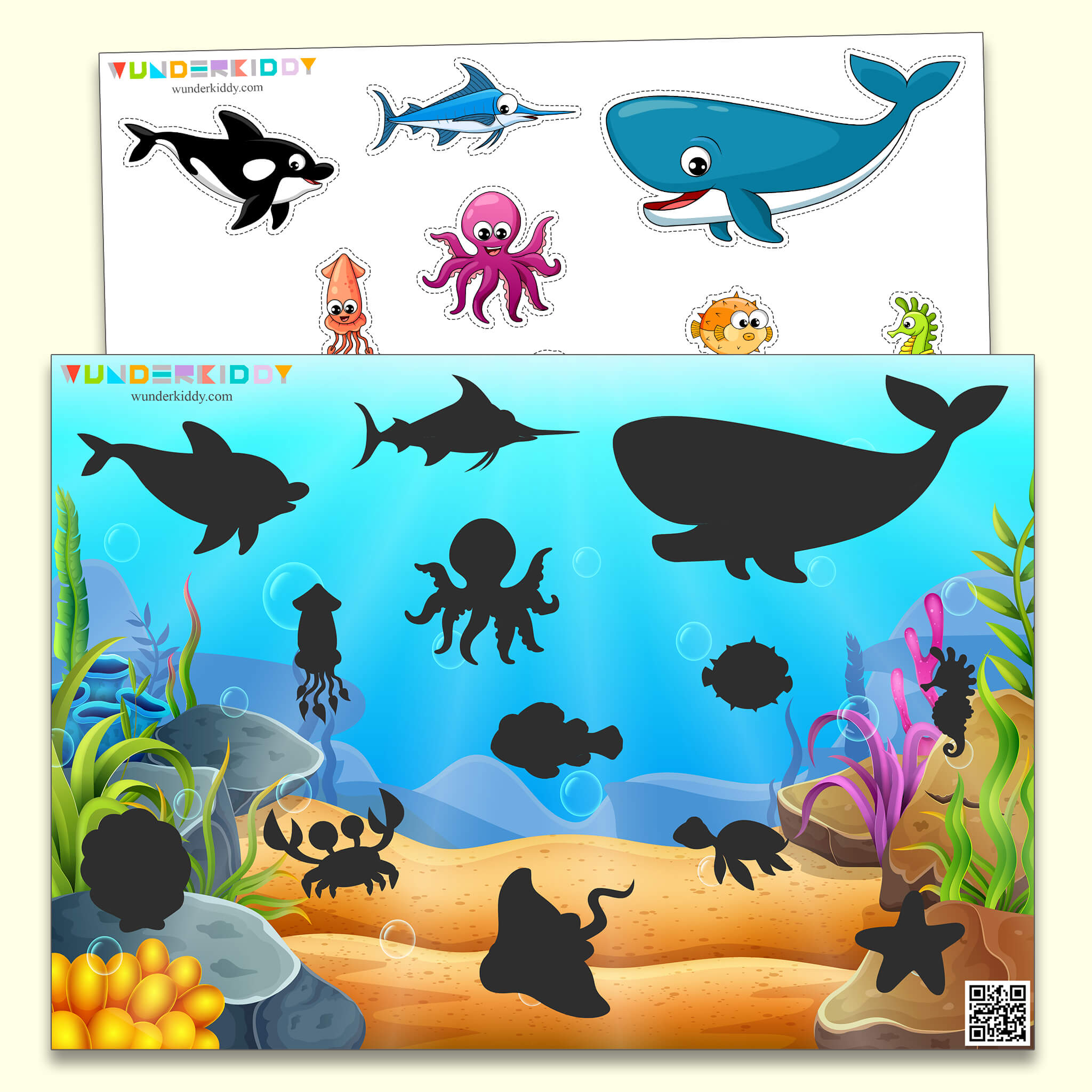 Ocean Animals Shadow Matching Game