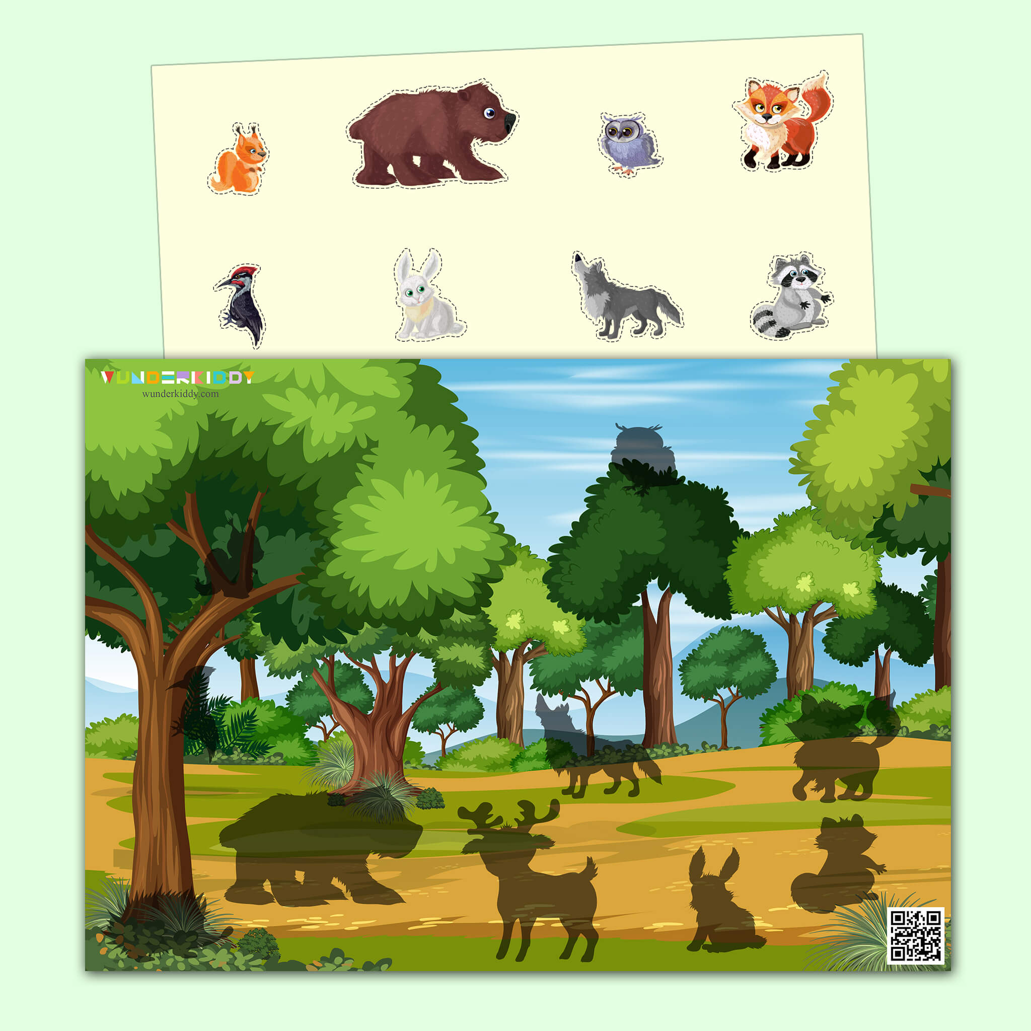 Shadow Matching Kindergarten Activity Wild Animals